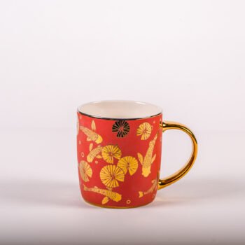 KOI - MUGS WITH GOLD ACCENT - SET OF 2-Pale Red