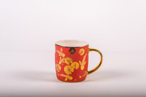 KOI - MUGS WITH GOLD ACCENT - SET OF 2-Pale Red
