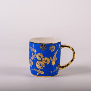 KOI - MUGS WITH GOLD ACCENT - SET OF 2 -Sapphire