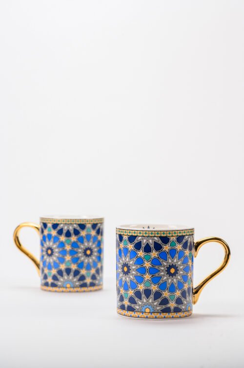 MOROCCO -  MUGS WITH GOLD ACCENT - SET OF 2