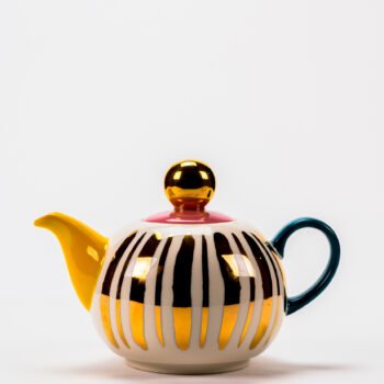 MONKEY BUSINESS - TEA FOR TWO CUP & TEA POT WITH GOLD ACCENT - SET OF 4