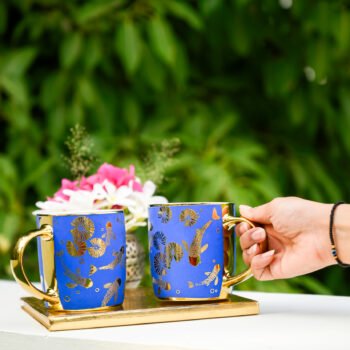 KOI - MUGS WITH GOLD ACCENT - SET OF 2 -Sapphire