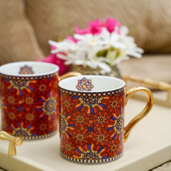 FEZ - MUGS WITH GOLD ACCENT - SET OF 2